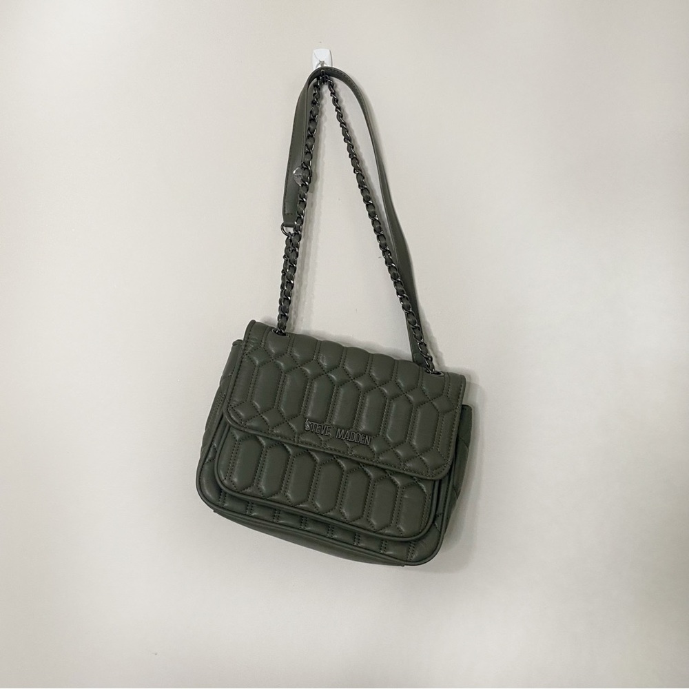 [Steve Madden] Olive Green Vegan Leather Quilted Shoulder Bag